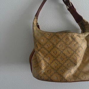 Dooney‎ and Bourke Yellow Coated Canvas Y2K Small Hobo Shoulder Bag